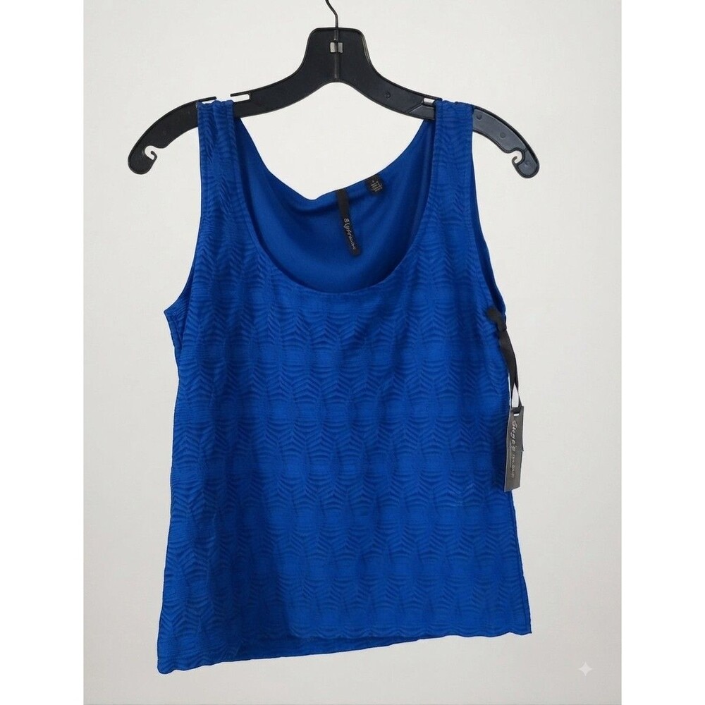 blue Skye's the Limit sleeveless scoop neck tank top featuring a textured, Sz S